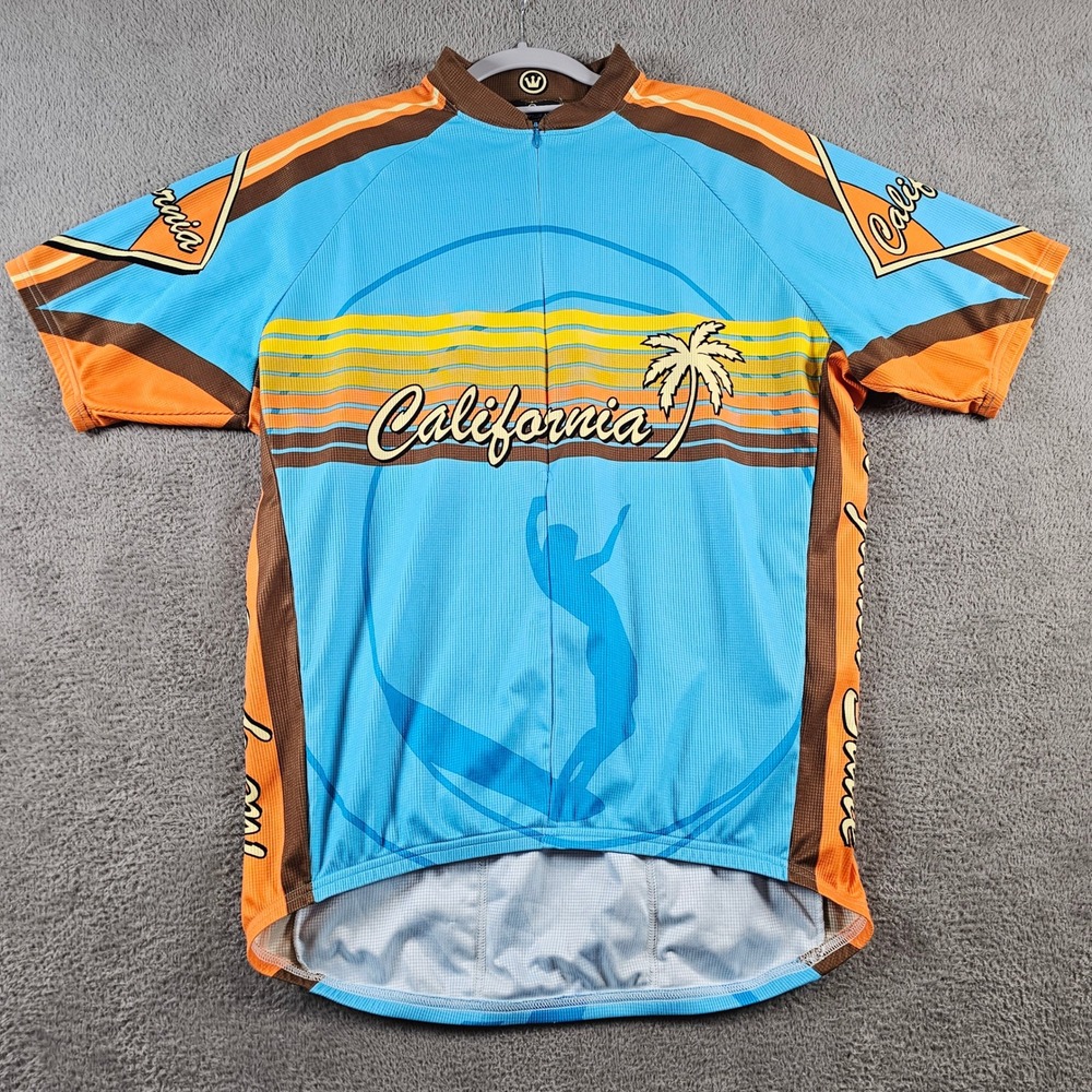 Canari California Cycling Jersey Mens XL Blue Orange Surf Graphic Bike‎ Shirt